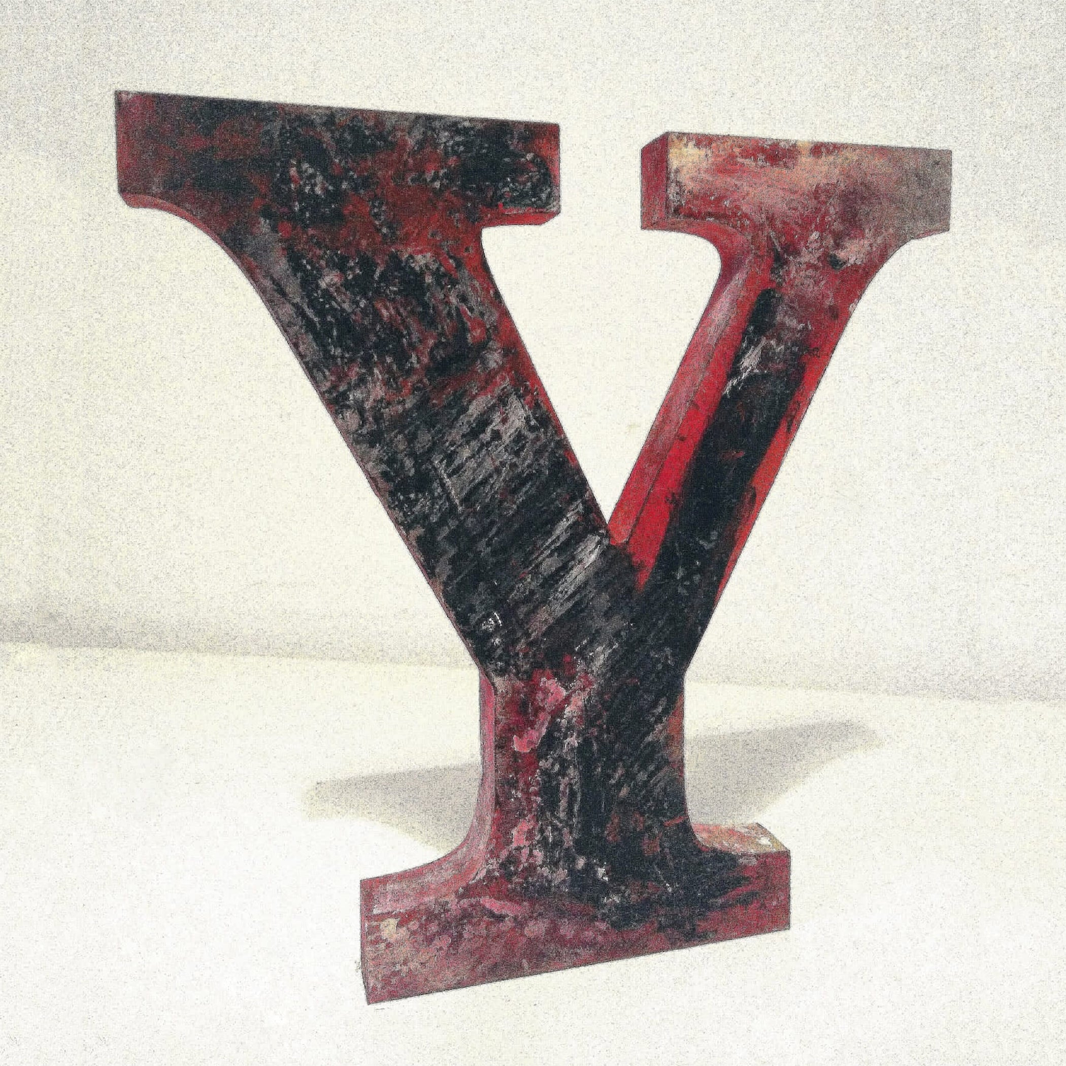 Lettera Y in legno dipinta dall'artista Yomariabrex